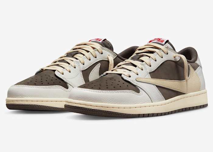 Tan and brow Travis Scott shoes.